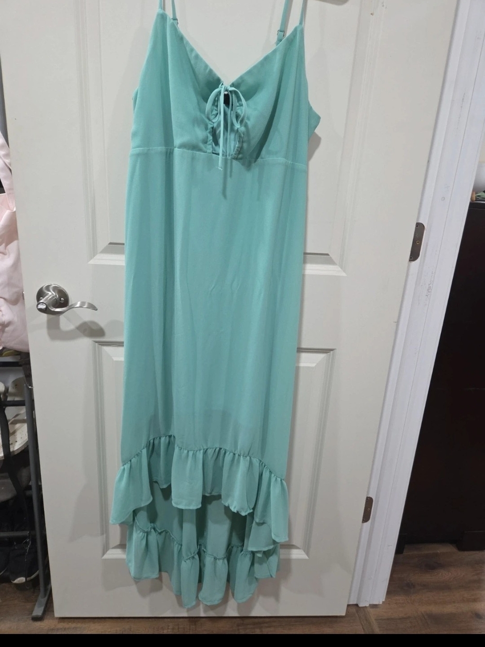 Wild Fable Mint Green Ruffle-Hem High-Low Maxi Dress
